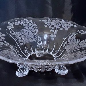 💲SALE💲Vintage New Martinsville Large Meadow Wreath Etched Clear Crystal Bowl